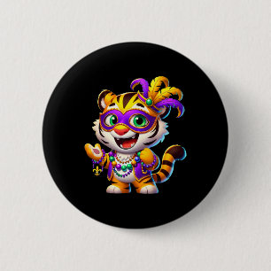 Bóton Redondo 5.08cm Mardi Gras Tiger Costume Animal New Orleans Party