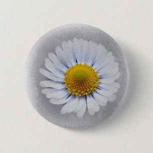 Bóton Redondo 5.08cm margarida branca brilhante