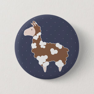 Bóton Redondo 5.08cm Marrom e animação branca, bonitos, Llama e pontos 