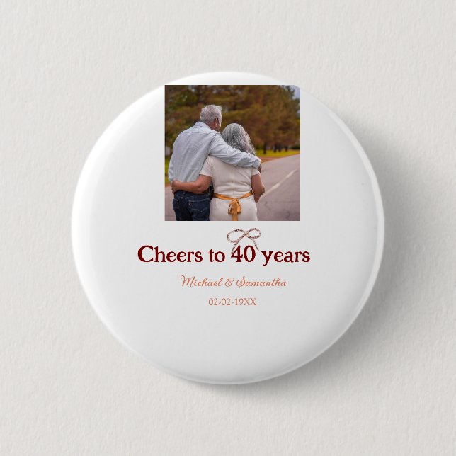 Bóton Redondo 5.08cm Marron arco aplaude 40 anos de casamento (Frente)