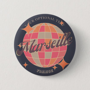 Bóton Redondo 5.08cm Marselha França, Moda da cidade, bola rosa de disc