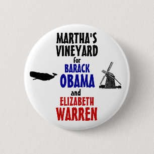 Bóton Redondo 5.08cm Martha's Vineyard para Obama e Warren 2012