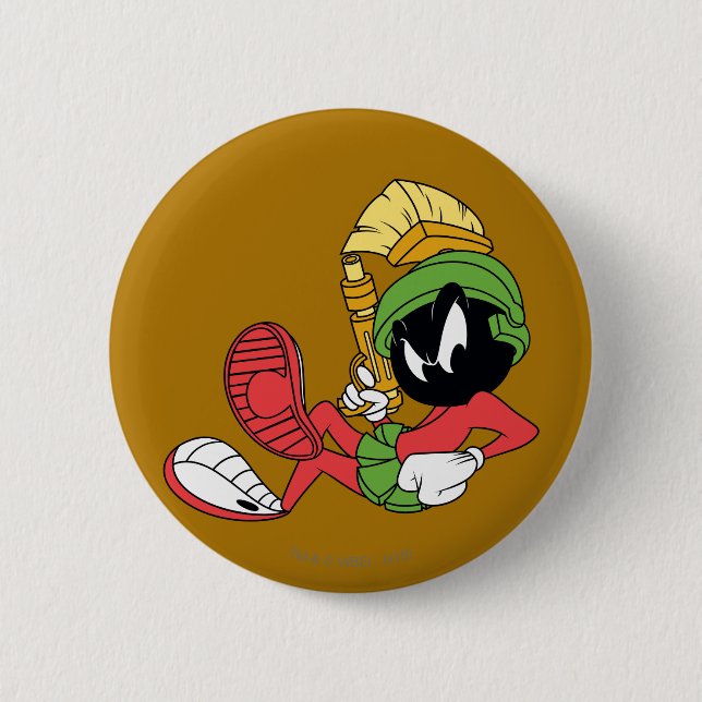 Bóton Redondo 5.08cm MARVIN THE MARTIAN™ Reclining With Laser (Frente)