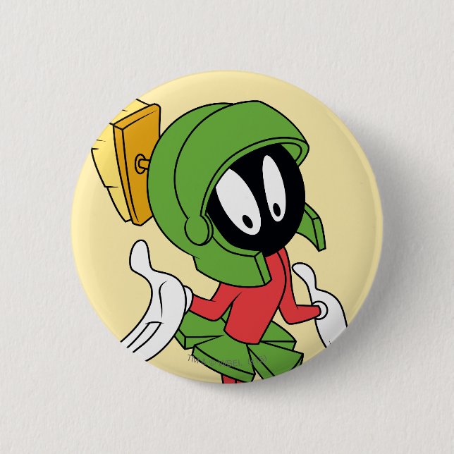 Bóton Redondo 5.08cm MARVIN THE MARTIAN™ Shrug (Frente)
