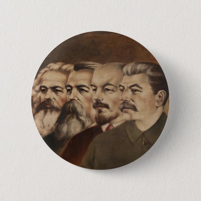 Bóton Redondo 5.08cm Marx, Engels, Lenin, e Stalin (Frente)