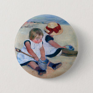 Bóton Redondo 5.08cm Mary Cassatt Crianças Brincando na Praia 1884