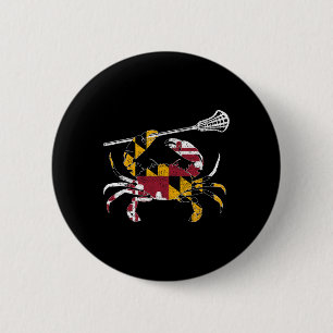 Bóton Redondo 5.08cm Maryland Blue Crab Lacrosse Lover Tee Flag De Mary