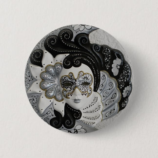 Bóton Redondo 5.08cm Máscara de Prata Dourada Veneza