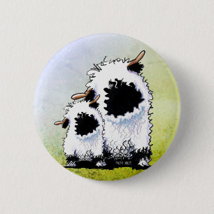 Bóton Redondo 5.08cm Máscara Facial de Ovelha Valais Blacknose
