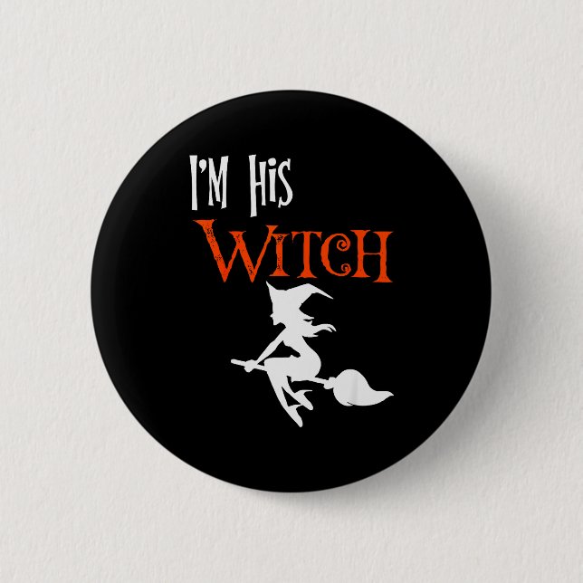 Bóton Redondo 5.08cm Matching Halloween I'm His Witch_i'm Her Boo Coupl (Frente)