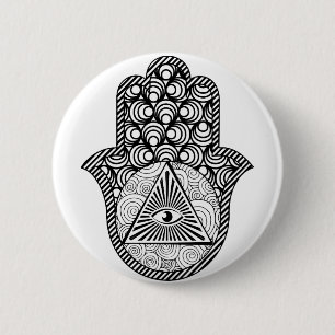 Bóton Redondo 5.08cm Mau Proteção dos Olhos Hamsa
