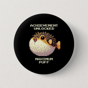 Bóton Redondo 5.08cm Max Puff Conquistou Pixel Pufferfish Arte Retro Ga