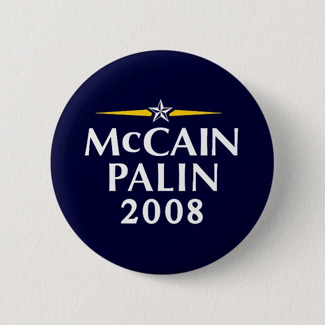 Bóton Redondo 5.08cm McCain Palin 2008 (Frente)