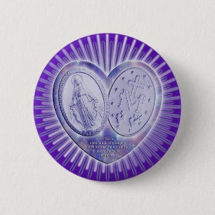 Bóton Redondo 5.08cm medaille medalha miraculeuse, Maravilhoso  /lilás