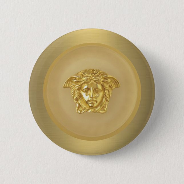 Bóton Redondo 5.08cm Medalhão Dourado Medusa (Frente)