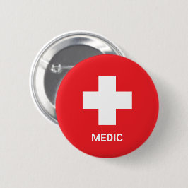 Bóton Redondo 5.08cm MEDIC & Primeiros Socorros, Cruz, Ambulância, Médi