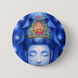 Bóton Redondo 5.08cm Meditação da meia-noite Kuan Yin do zen