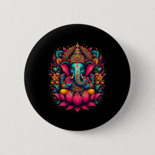 Bóton Redondo 5.08cm Meditacão Yoga Ganesha Deus Hindu Namaste T-shirt