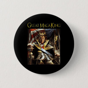 Bóton Redondo 5.08cm Mega King EUA Flag Orud Ultra Maga Trump