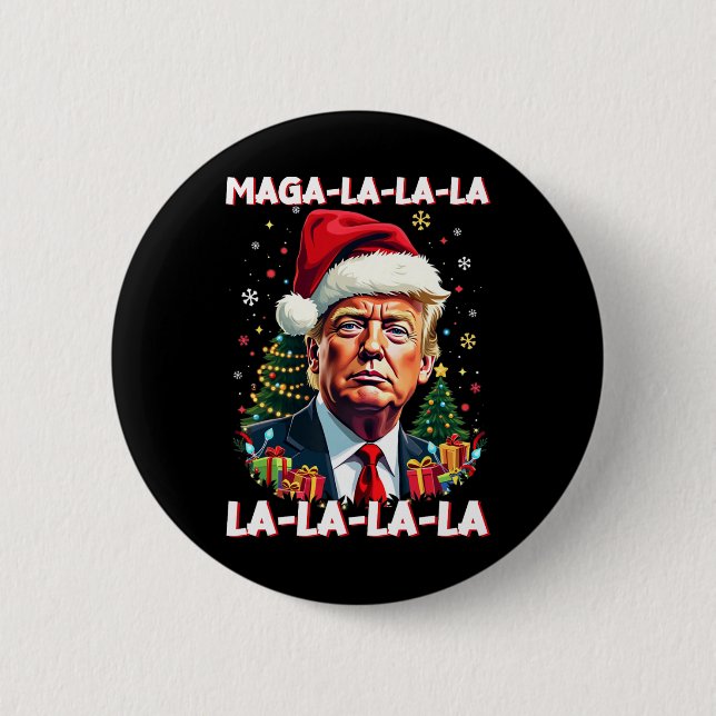 Bóton Redondo 5.08cm Mega La Donald Trump Potus 47 Natal Feio (Frente)