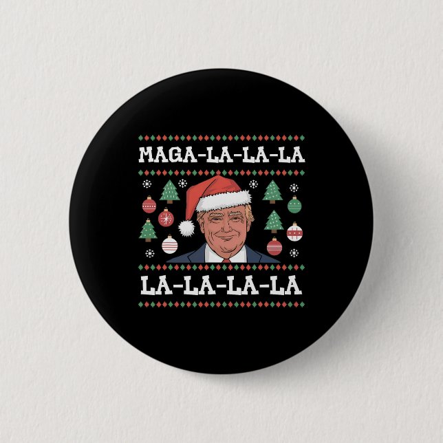 Bóton Redondo 5.08cm Mega La Donald Trump Potus 47 Natal Feio (Frente)