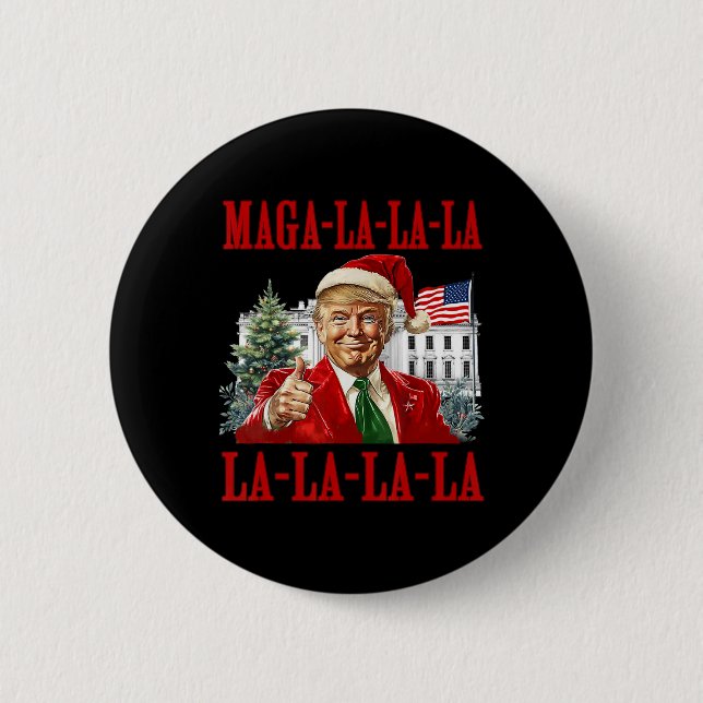 Bóton Redondo 5.08cm Mega La Donald Trump Potus 47 Natal Feio (Frente)