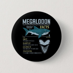 Bóton Redondo 5.08cm Megalodon atua sobre o fóssil dos dentes de tubarã