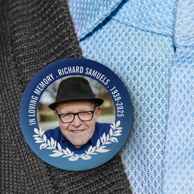 Bóton Redondo 5.08cm Meia-Feira Branca Azul Profundo Na Foto De Memória (Criador carregado)