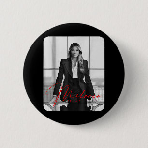 Bóton Redondo 5.08cm Melania Trump 2025 Foto de Inauguração de Primeira