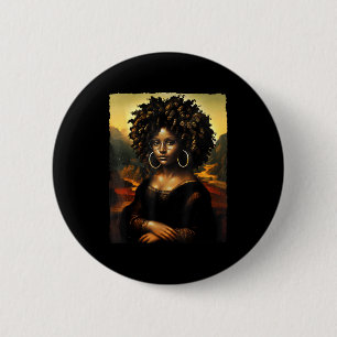 Bóton Redondo 5.08cm Melanina mona lisa história negra americana afro-a