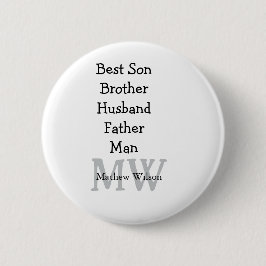 Bóton Redondo 5.08cm Melhor homem filho marido pai aspas adiciona texto