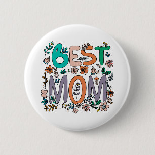 Bóton Redondo 5.08cm Melhor Mãe Floral Pin