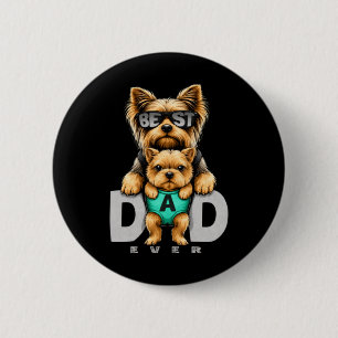 Bóton Redondo 5.08cm Melhor Pai de Yorkie Cachorro Yorkshire Terrier Fo