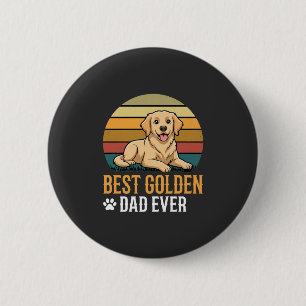 Bóton Redondo 5.08cm Melhor Pai do Golden Retriever de Sempre Retro Cac