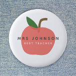 Bóton Redondo 5.08cm Melhor Professora | Apple Cute Fun Modern Name Sca<br><div class="desc">Um crachá gráfico de fruta de maçã simples, na moda, vibrante, num estilo minimalista divertido, moderno e escandinavo em tons ou rosa vermelho e verde que pode ser facilmente personalizado com o nome de seus professores substituindo "Sra. Johnson" e um slogan substituindo "Melhor Professora" para fazer um obrigado verdadeiramente único...</div>