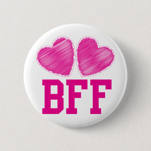 Bóton Redondo 5.08cm Melhores amigos de BFF para sempre com corações