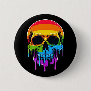 Bóton Redondo 5.08cm Melthing Rainbow Skull