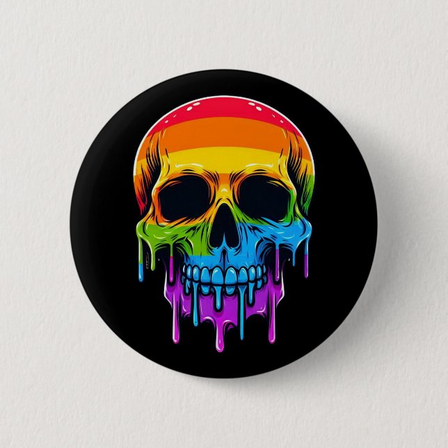 Bóton Redondo 5.08cm Melthing Rainbow Skull (Frente)