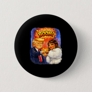 Bóton Redondo 5.08cm Meme engraçado trump & nicki dão um high five por