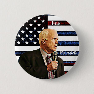 Bóton Redondo 5.08cm Memorial ao Verdadeiro Herói Americano John McCain