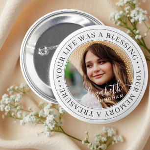 Bóton Redondo 5.08cm Memorial Cotação Moderna Elegante Foto Personali