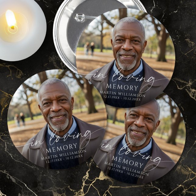 Bóton Redondo 5.08cm Memorial In Loving Memory Photo Personalized (Criador carregado)