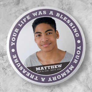 Bóton Redondo 5.08cm Memorial Modern Simple Custom Photo Keepsaokê