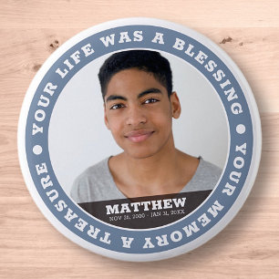 Bóton Redondo 5.08cm Memorial Modern Simple Custom Photo Keepsaokê