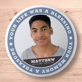 Bóton Redondo 5.08cm Memorial Moderno Simples Manutenção de Fotografias