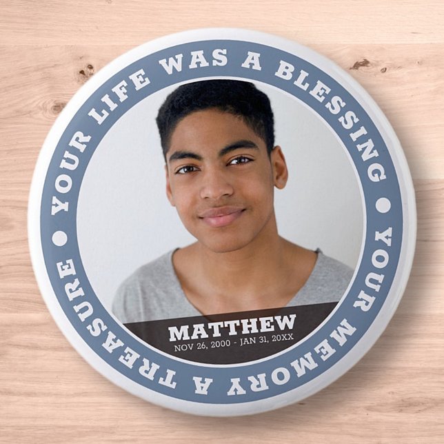 Bóton Redondo 5.08cm Memorial Moderno Simples Manutenção de Fotografias (Criador carregado)