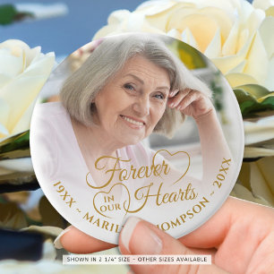 Bóton Redondo 5.08cm Memorial Nome Foto Em Ouro Para Sempre Em Nossos C