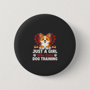 Bóton Redondo 5.08cm Menina Ama Treinamento de Cães Corgi