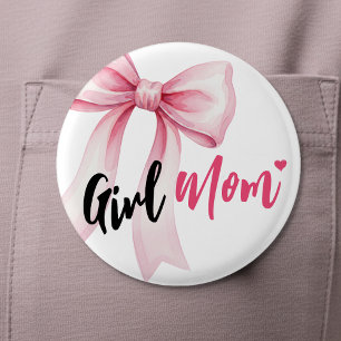 Bóton Redondo 5.08cm Menina com Laço Rosa Mamãe Fita Bebe Festa Adoráve