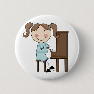 Bóton Redondo 5.08cm Menina da vara que joga o piano